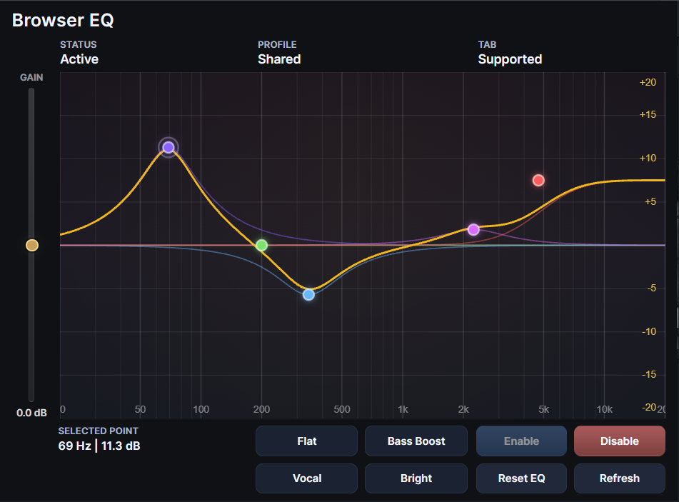 Browser EQ interface screenshot