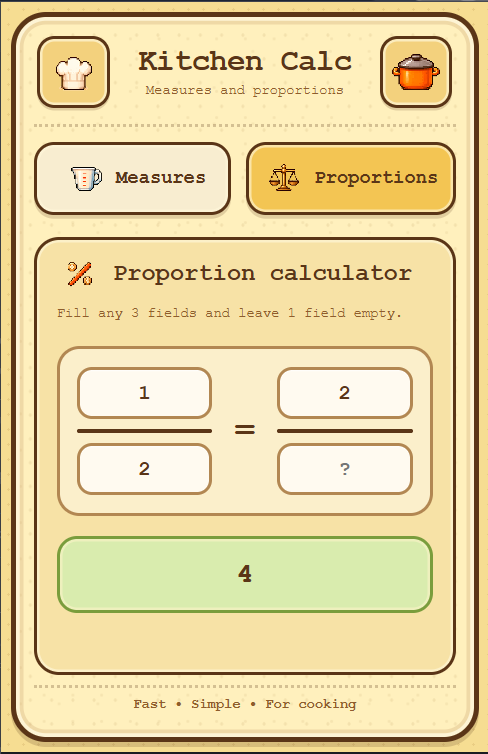 Kitchen Calc additional screenshot